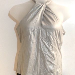 Ralph Lauren Silver Metallic Halter Top XL